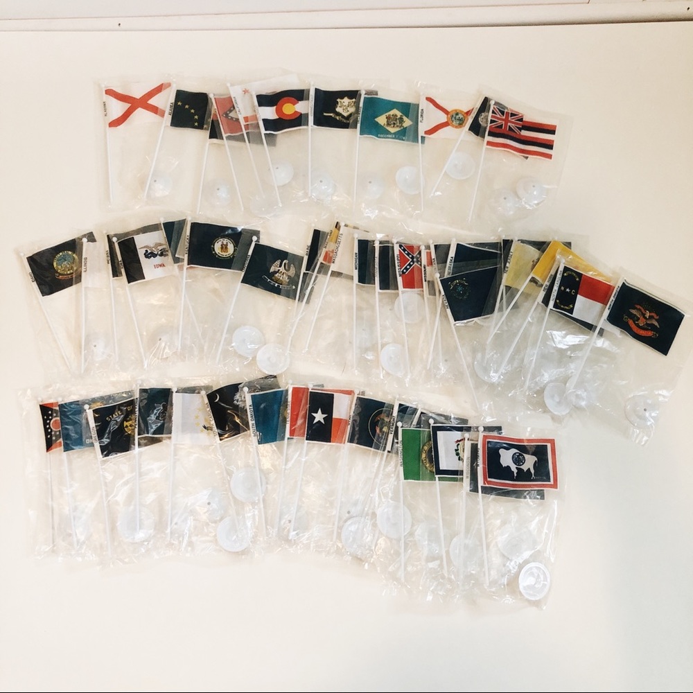 USA state flags mini vintage with stands